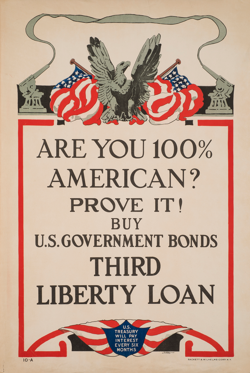 Image: âAre You 100% American?,â 1917 Sackett & Wilhelms Lithographing & Printing Company, courtesy Bruce Museum.